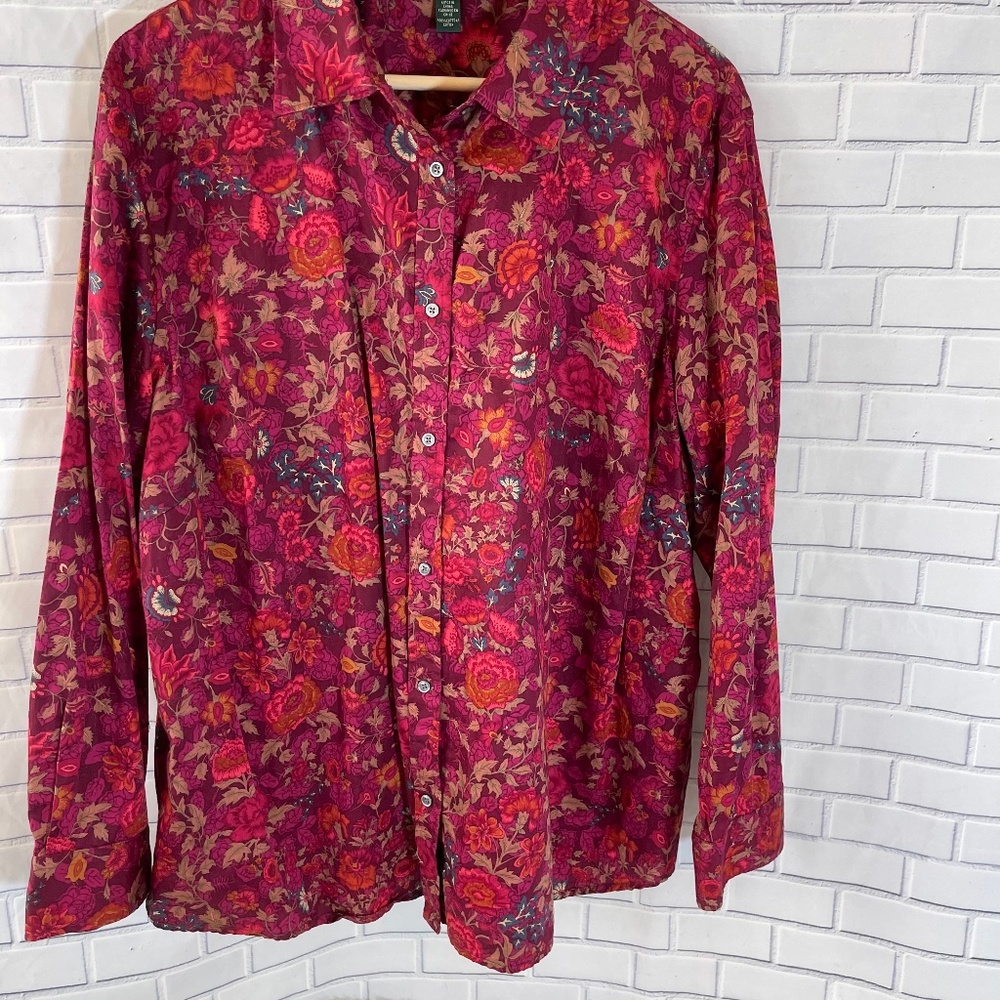 Ralph Lauren Red Floral Print Cotton Shirt Sz 3X